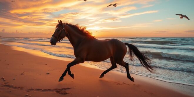 horse riding on the beach